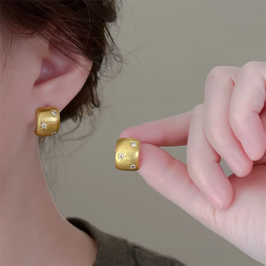 Винтажные позолоченные серьги-гвоздики со звездами и цирконием для женщин