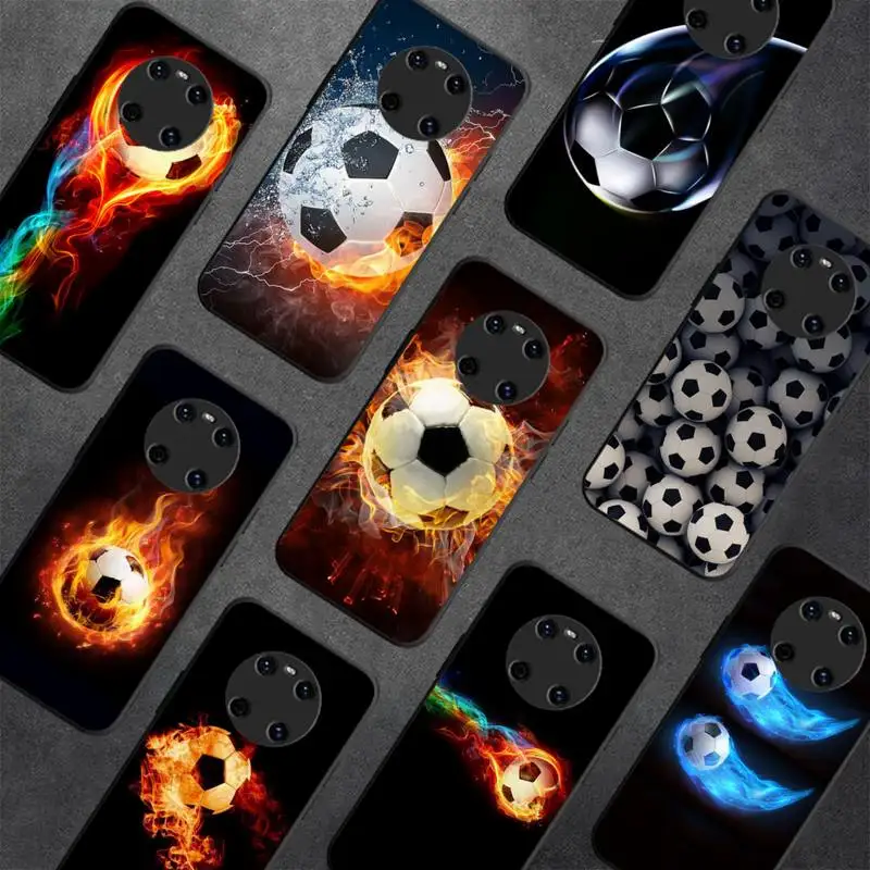 

Fire Football Soccer ball Phone Case for Huawei Y 6 9 7 5 8s prime 2019 2018 enjoy 7 plus
