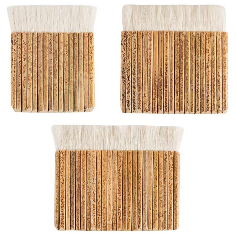 

2X 3 Size Sheep Hair Hake Brush Bamboo Handle Soft Brush Latex Paint Brush For Pottery Painting Drawing Drafting