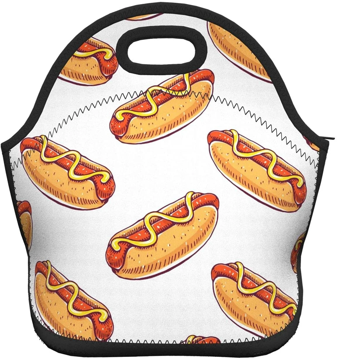 

Cute Hot Dogs Neoprene Lunch Bag Boxs,Durable Thermal Tote Bag Organizer Cooler Bento Bags Lunchbox Handbag For Work School