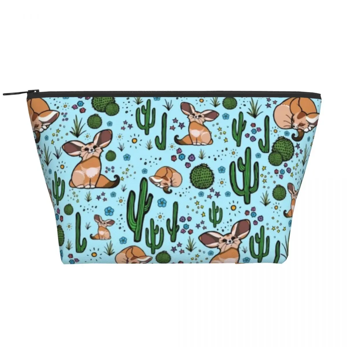 

Милые кожаные Органайзеры для хранения Fennec из лисы, пакет с принтом кактуса и пустыни для макияжа, косметичка для пар, косметички