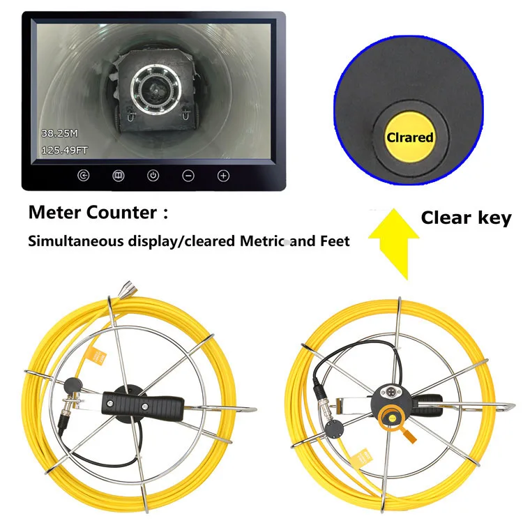 

10 Inch 30M Auto Self Leveling 22mm 512hz locator sonde camera pipe inspection camera drain sewer Meter Counter camera 1000TVL