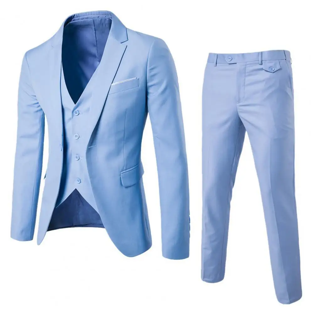 

Groom Suit 1 Set Attractive Korean Style Male Lapel Buttons Formal Suit for Party