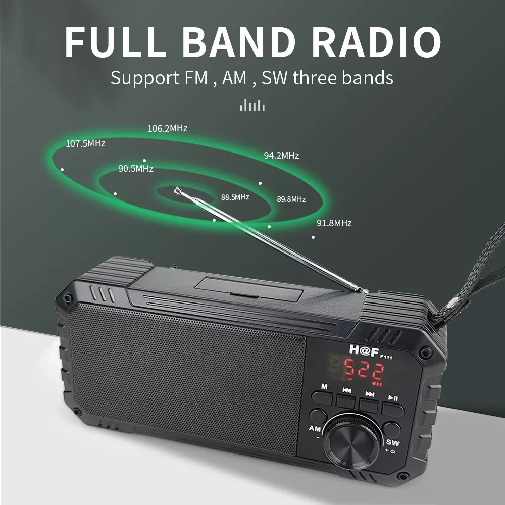 

Radio Receiver Bluetooth-compatible Speaker Column Bass Subwoofer TF Portable Radio FM AM SW