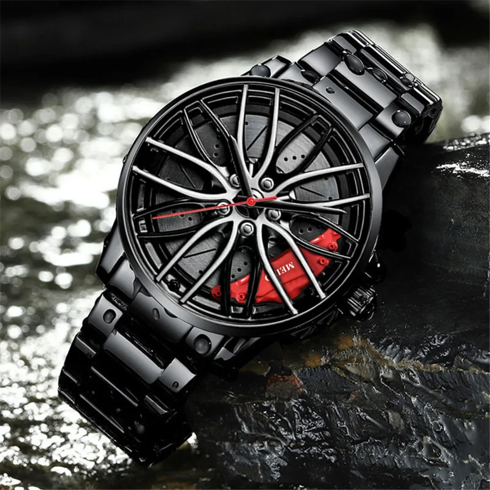 

2022 Wheel Hub Model Sports Watchs Fashion Casual Stainless Steel Watch for Men Luxury Brand Simple Quartz men watch reloj