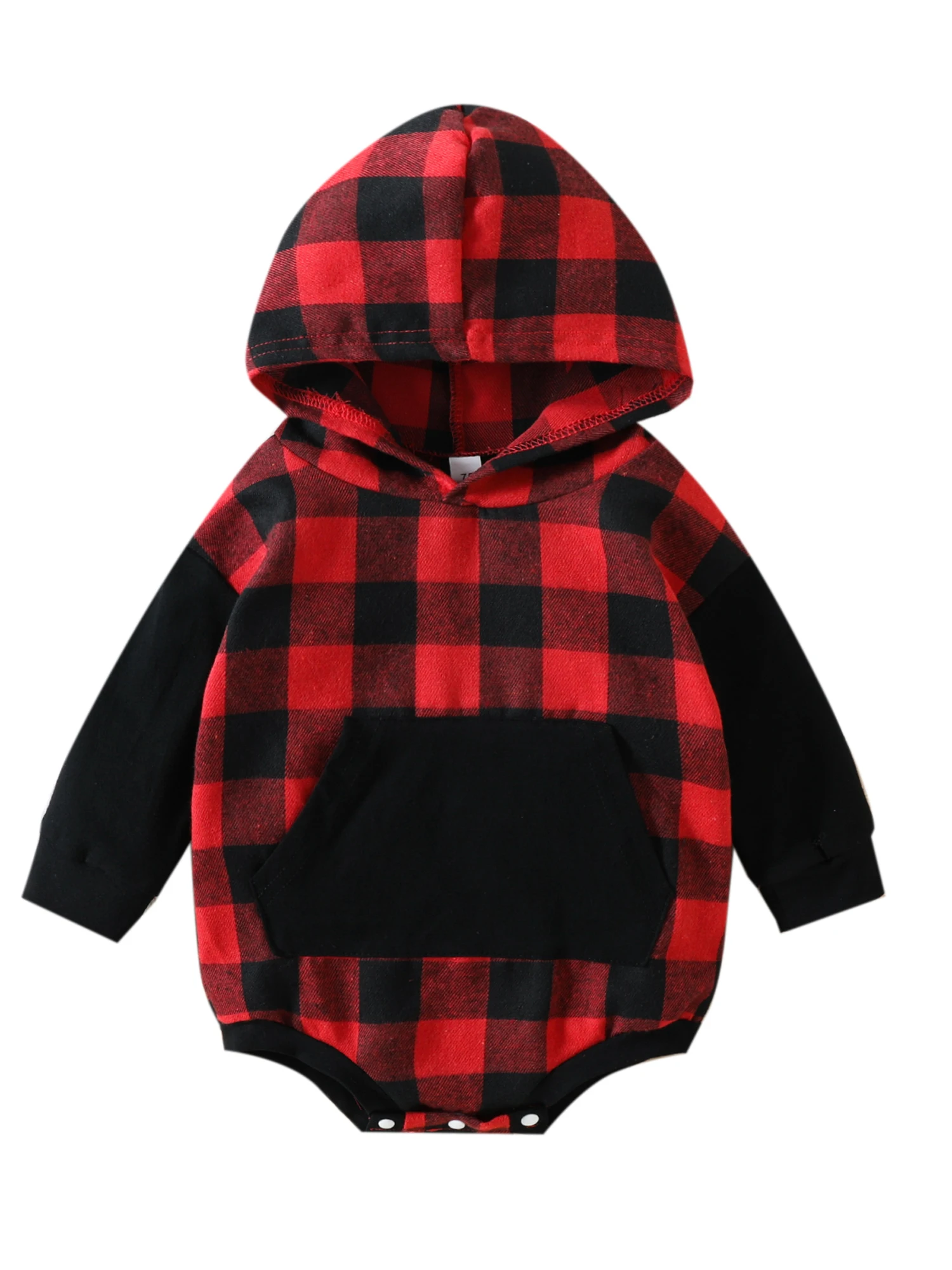 

Baby Boy Girl Fall Clothes Oversized Sweatshirt Romper Pullover Hoodie Plaid Long Sleeve Shirt Cute Outfit