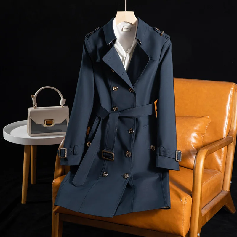 

Spring and Autumn new long double-breasted belt casual slim fashion women's coat trench
