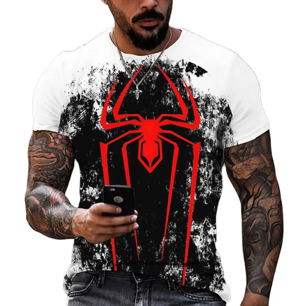 Funny Spider Pattern Men's T Shirts Fashion 3D Print Tops Hip Hop Harajuku Streetwear Casual O-neck Short Sleeve Oversized Tees
