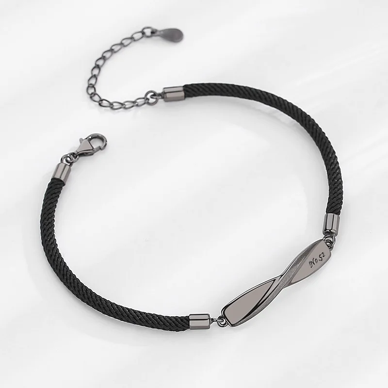 

Punk Hip Hop Opening Adjustable Mobius Couple Bracelet Free Carving DIY Anniversary Woven Hand Rope Jewelry Bracelets
