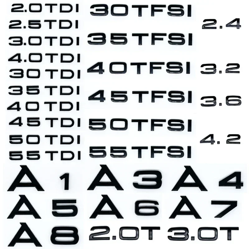 Фото Наклейка на багажник автомобиля 3D ABS 2.0 2.5 3.0 4.0 5.0TDI 30 35 40 45 50 55 TFSI TDI для A1 A3 A4 A5 A6 A7 A8 Q2 Q3 Q5 Q7 №1