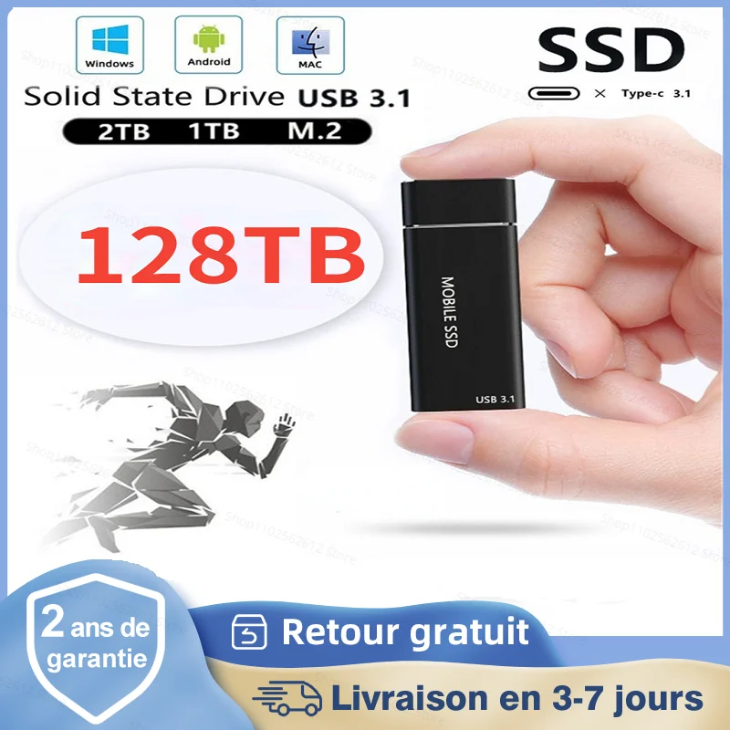 

2022 New Hot External SSD 2TB 8TB 16TB 32TB Portable Solid State Drive Hard Drive USB3.1 Type C For Laptop hard disk