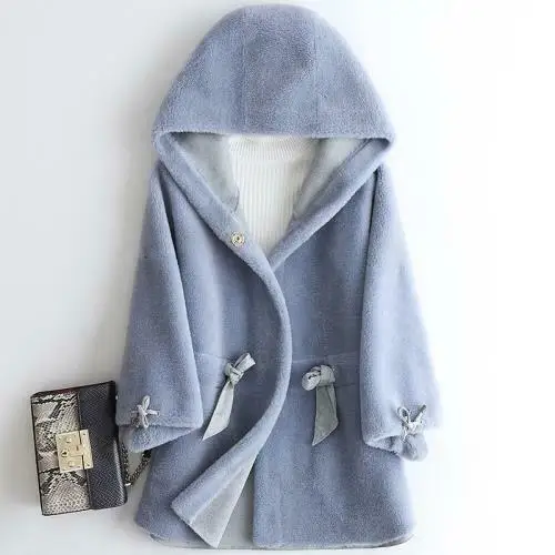 

Winter Women's Wool Coat Warm Hooded Slim fit Cashmere Outwear Jackets Formal