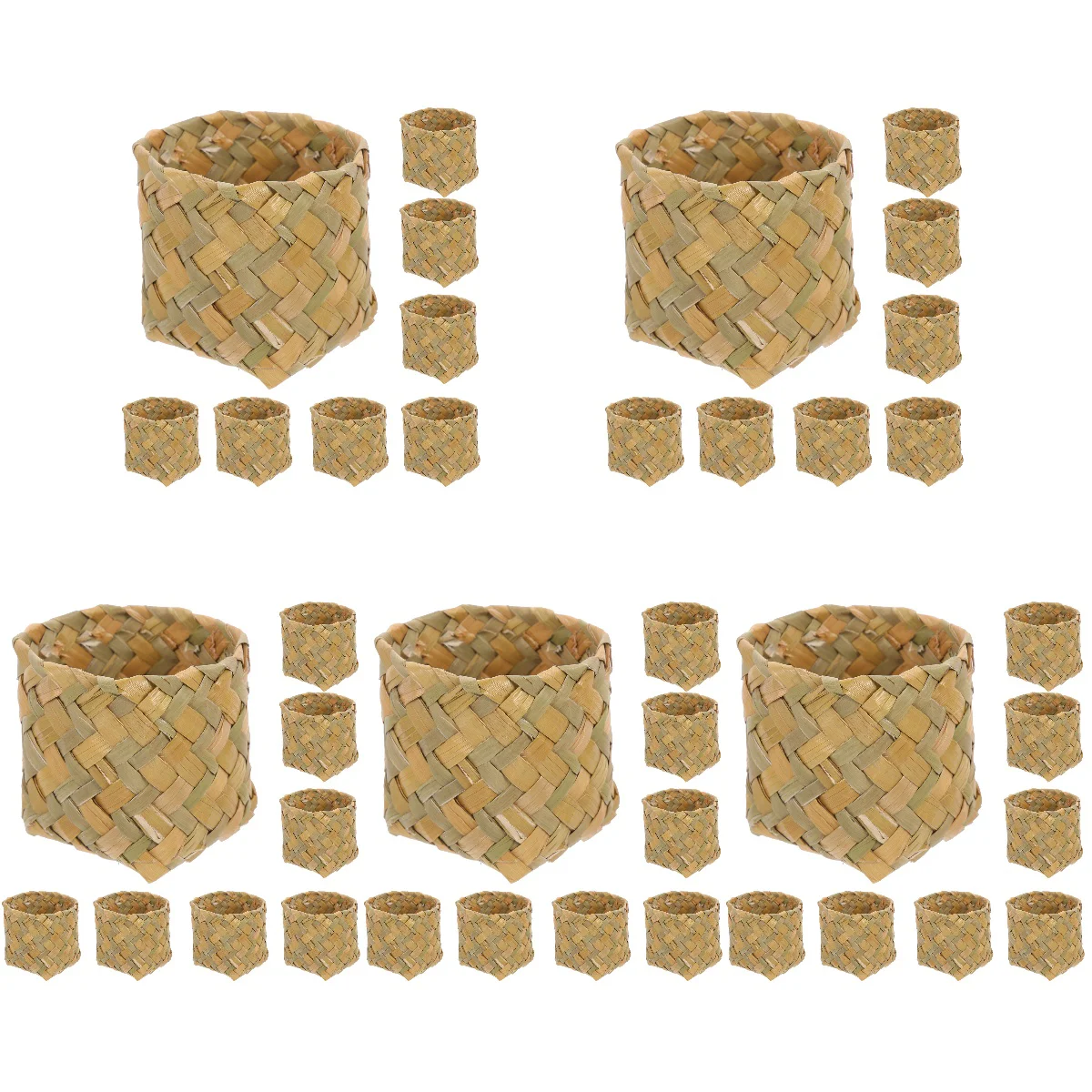 

50 Pcs Straw Woven Gift Box Delicate Wedding Candy Storage Box (Natural Color)