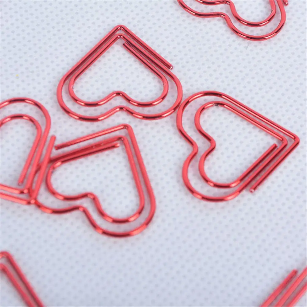 

24pcs/box Red Heart Shape Paper Clips Kawaii Stationery Hollow Out Binder Clips Photos Tickets Document Letter Clamp Accessories