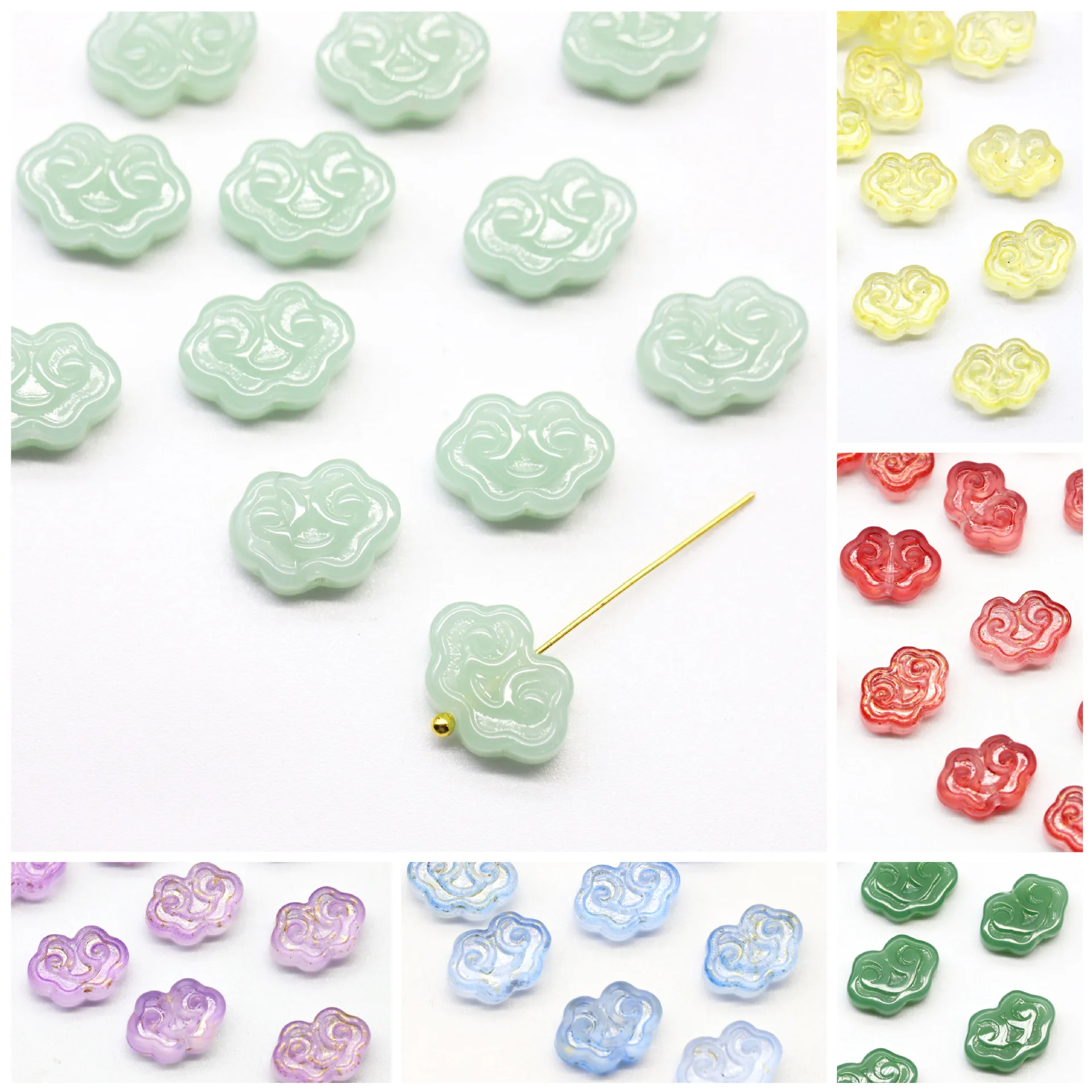 

20pcs/Lot Colorful Lampwork Glass Auspicious Clouds Beads For Jewelry Making Hairpin Handmade Necklace Bracelet DIY Accessories