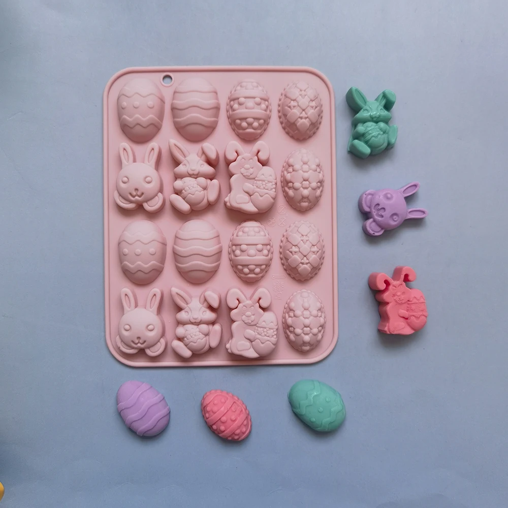 

Easter Silicone Mold Easter Rabbit Bunny Colored Egg Mould for DIY Baking Jelly Pudding Chocolate Cake Tool Handmade Soap Mold