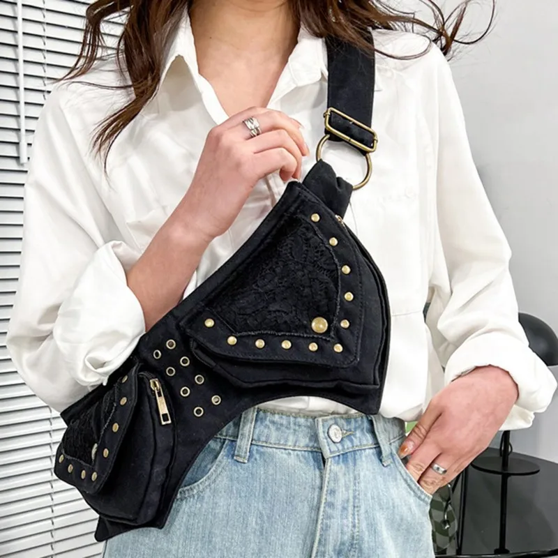 

Designer Women Fanny Pack Vintage Hip Bag Bohemian Style Solid Waist Bag Pockets Cotton Leg Bags Bum Bag Bolsas De Mujer Borse