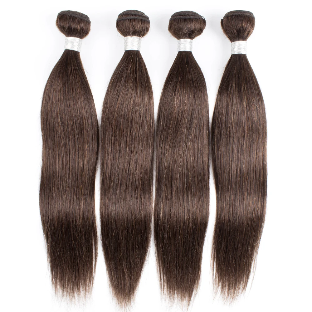 Color #2 Darkest Brown 4 Bundles Remy Indian Human Hair Extension Straight 400g/Lot Thick Ends Wefts