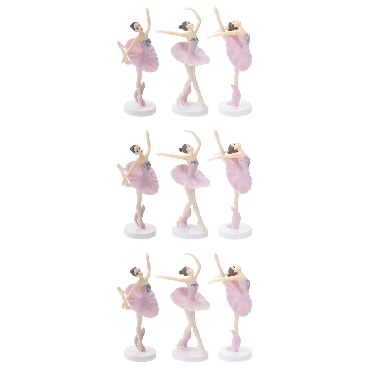 

9 PCS Desk Topper Ballerina Statue Desktop Ornament Plastic Dancing Girl Crafts Figurines for Home Decor (Pink)