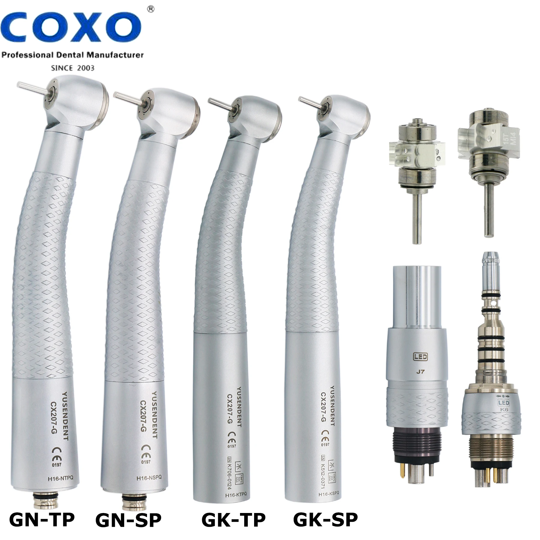 

COXO Dental Turbine Fiber Optic LED Handpiece for NSK SIRONA KAVO 6 Pin Coupling CX207/CX229