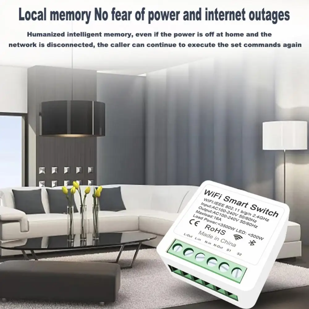 

2/4/5PCS 16a Smart Breaker Smart Life App Control Mini Switch Module App Remote Support 2-way Control Ewelink Wifi