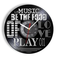 if music be the food of love play on shakespeare quote carved music album clock literature twelfth night vinyl record wall clock