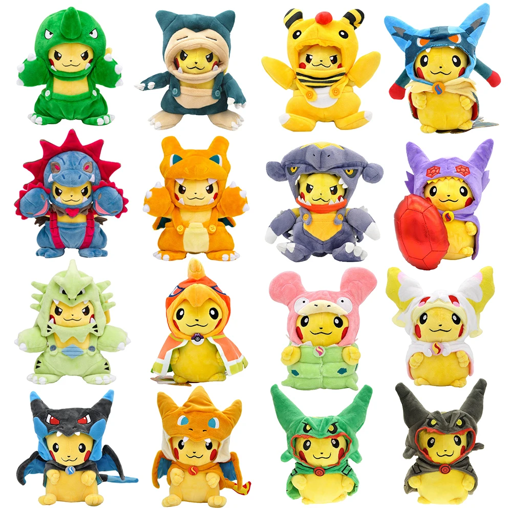 

Pokemon Cross Dressing Plush Toy Pikachu Cos Eevee Charizard Snorlax Garchomp Lucario Rayquaza Peluche Stuffed Doll Kids Gift