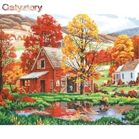 gatyztory diy oil painting by numbers for adults autumn scenery oil paints kits diy artcraft acrylic paint canvas photo