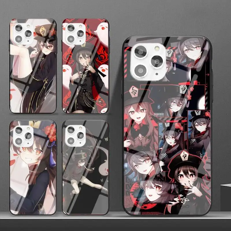 

Ударопрочный чехол Hu Tao Genshin из закаленного стекла для Iphone 6 6s 7 8 Plus XR X XS XSmax 11 12 13 Pro Mini Max