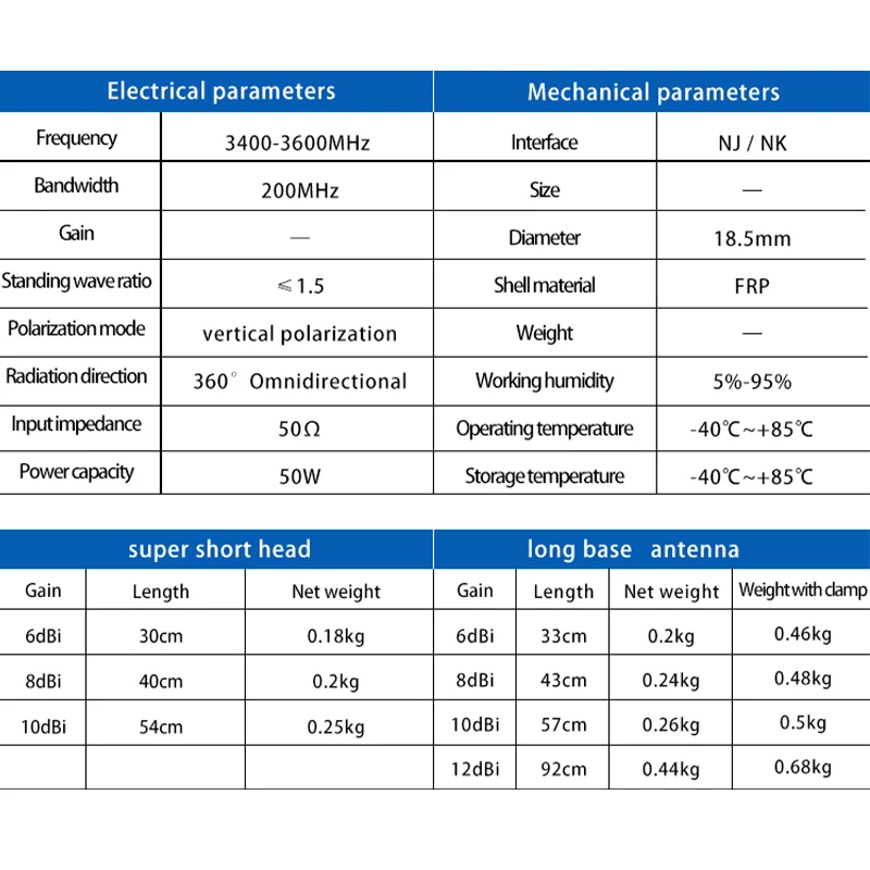 3400-3600 MHz Antenna Omni Directional Waterproof Fiberglass Outdoor Antenna for Wireless  Signal Communication