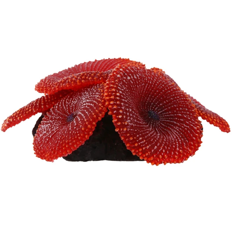 

New-2X Artificial Aquarium Fish Tank Decoration Coral Sea Plant Ornament Silicone Nontoxic Red