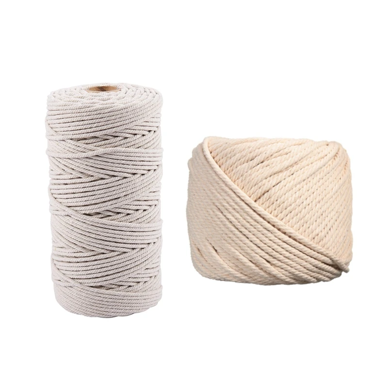 

1Pcs 3Mmx200m Natural Handmade Cotton Cord Macrame Yarn Rope & 1Pcs Durable 4Mmx100 Meters