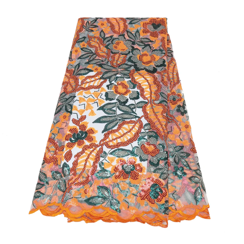 Высококачественная африканская кружевная ткань Tuille 2024 с блестками и вышивкой