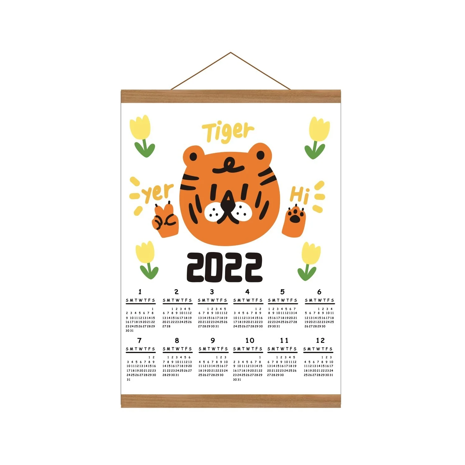 

Ins Nordic Style 2022 Oil On Canvas Wall Calendar Hanging Picture Student Dormitory Lovely Tiger Calendar Canvas Waterproof