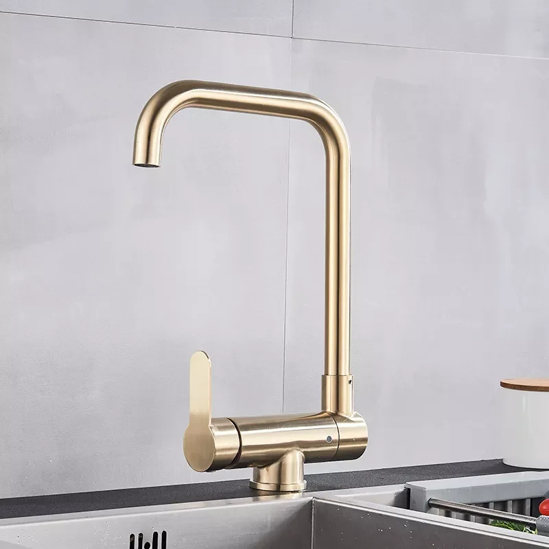 

Brushed Gold Inner Window Folding Kitchen Faucet 360 Rotation Matte Black Lead Free Bathroom Sink Faucet Mixer Tap