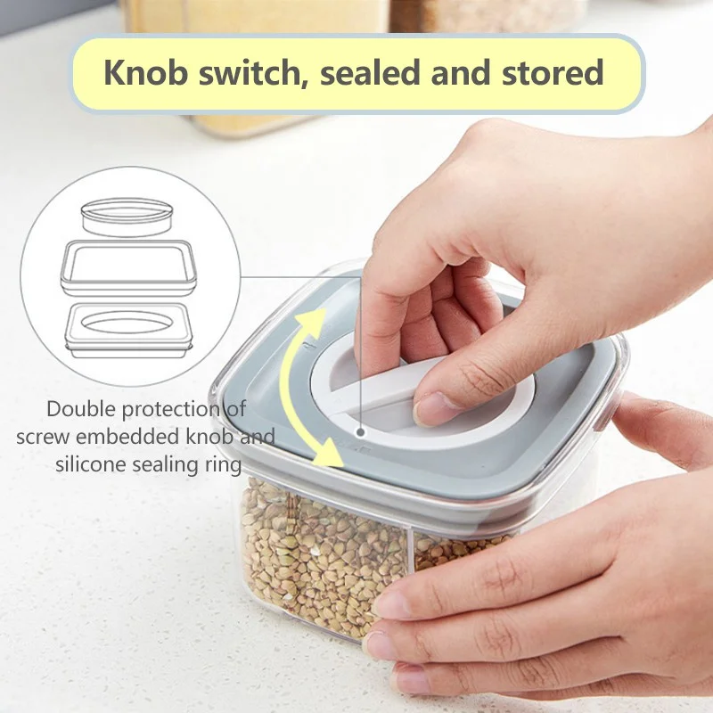 600/2000ML Sealed Jars Kitchen Grain Storage Organizer Large Tank Plastic Moisture-Proof Box Household Seasoning