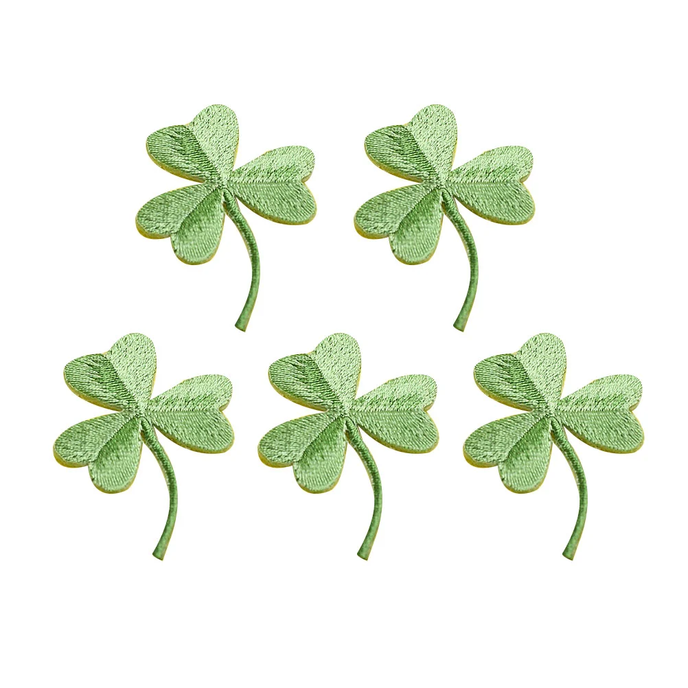 

Patch Patches Leaf Shamrock Iron Embroidery Four Diy Clothes Embroidered Sewing Stickers Cloth Sequins Lucky Patrick Cartoon Day