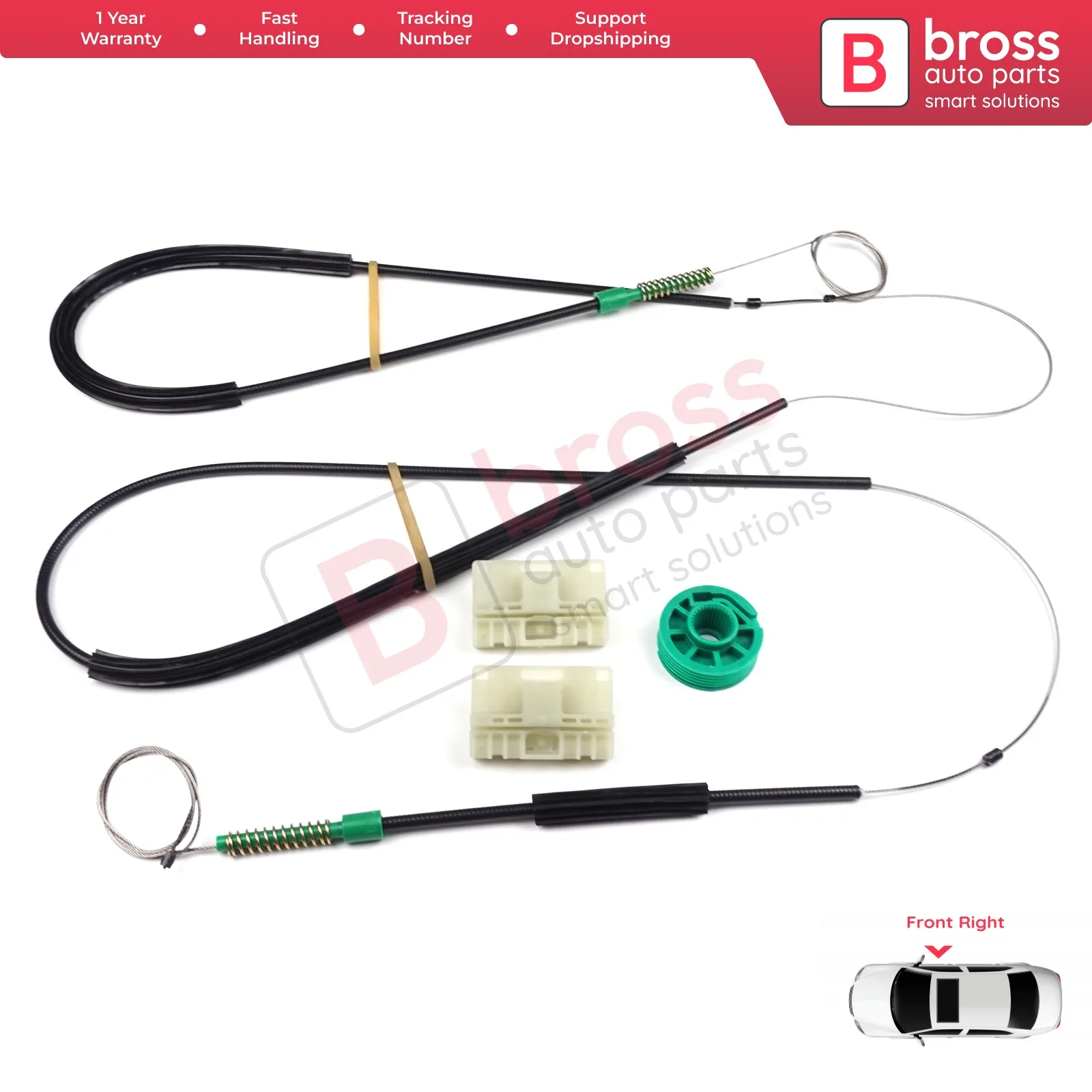 

Bross Auto Parts BWR604 Electrical Power Window Regulator Repair Kit Front Right Door for Audi A3 Coupe 1996-2003 Fast Shipment