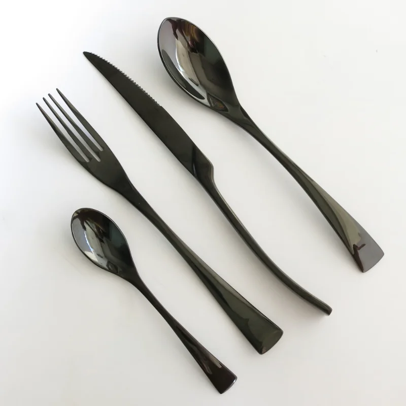 Black Dinnerware Steak Knife Fork Spoon Teaspoon Cutlery Food Tableware Dropshipping