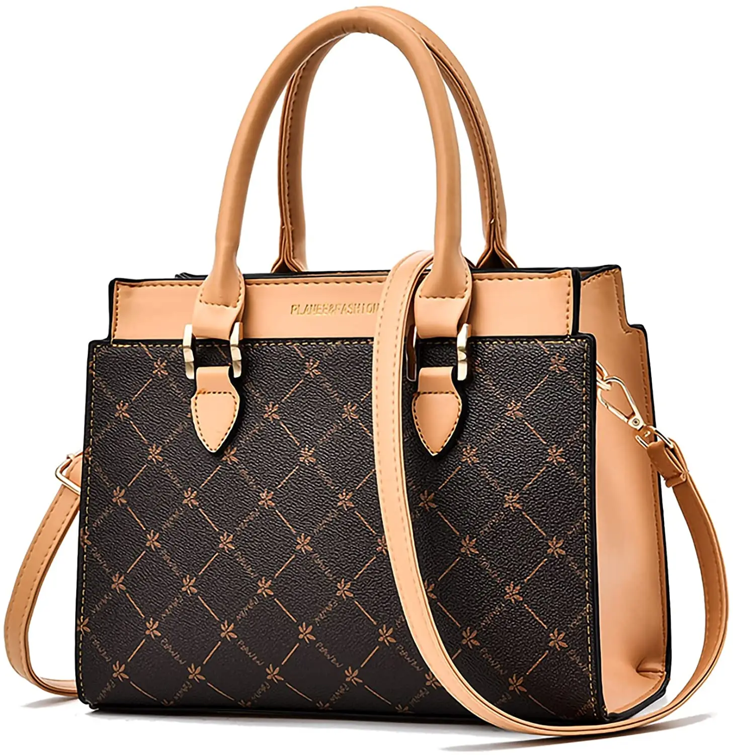 

Print Satchel Handbag and Leather Crossbody for Women - Classical Top Handle Messenger Bag with Adjustable Long Strap