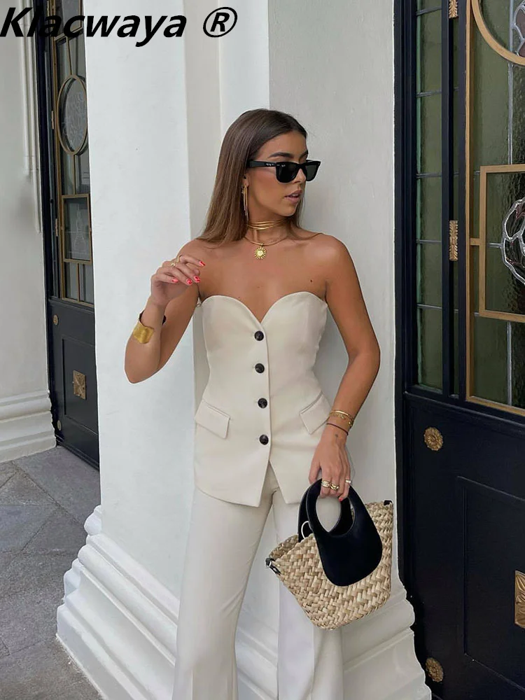 

Klacwaya Corsets For Women Clothing Backless Tops Women 2022 Sexy Bandeau Women Tube Top Vintage