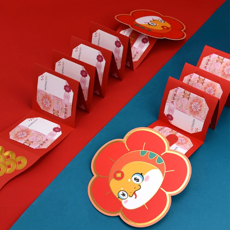 Складные красные конверты 2025 года счастливая змея карманы китайский Новый год