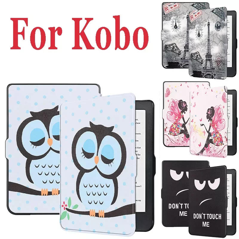 

Painting Case for Kobo Clara HD 6 Inch Ebook Smart Slim Protective Shell Auto Sleep/Wake Cover PU Leather Reader Skin
