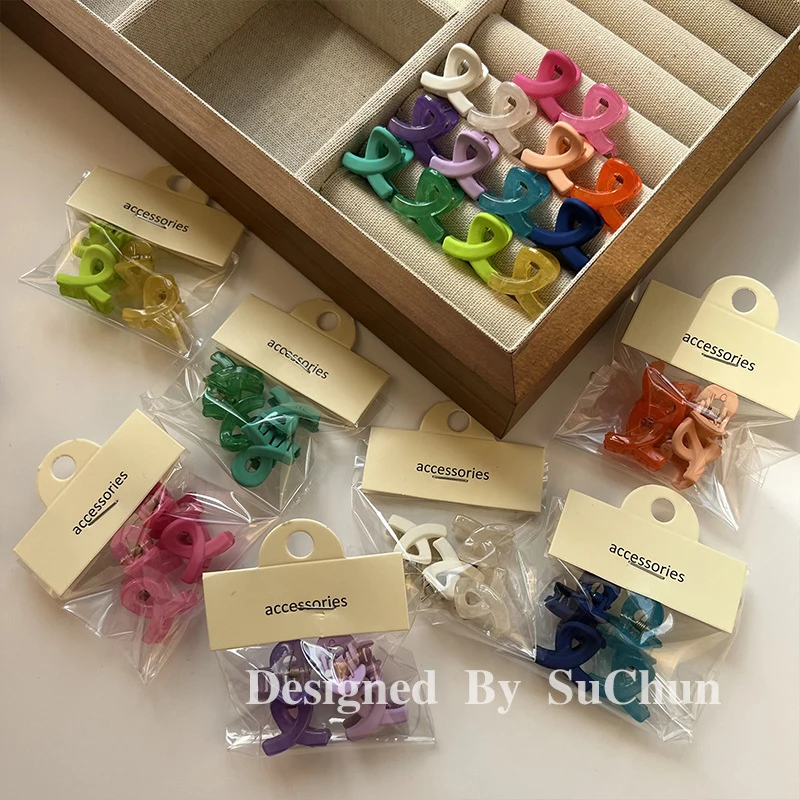 

4PCS Korean Fashion Colorful Crab Hair Clip for Women Girls Hair Accessorie Headwear Sweet Hair Pins 2022 New Summer Hair Claws