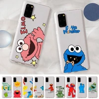 cute cartoon sesame street cookie phone case for samsung s20 s10 lite s21 plus for redmi note8 9pro for huawei p20 clear case