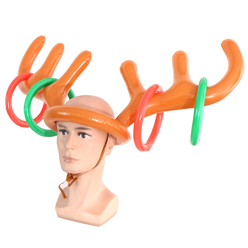 

Inflatable Santa Funny Reindeer Antler Hat Ring Toss Christmas Kids Gift New Year Outdoor Inflated Toys Party Games Props 1 Set