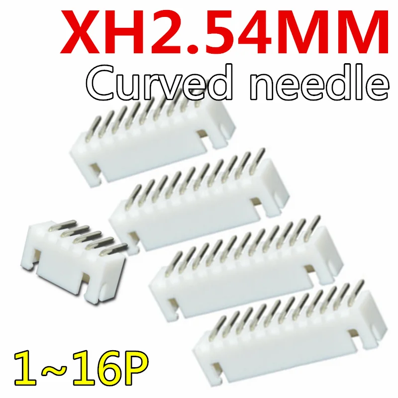 

100pcs Curved needle XH2.54 Connector 2.54mm Pin Header XH2.54-2P/3P/4P/5P/6P/7P/8P/9P/10P/11P/12P/13P/14P/16P Terminal