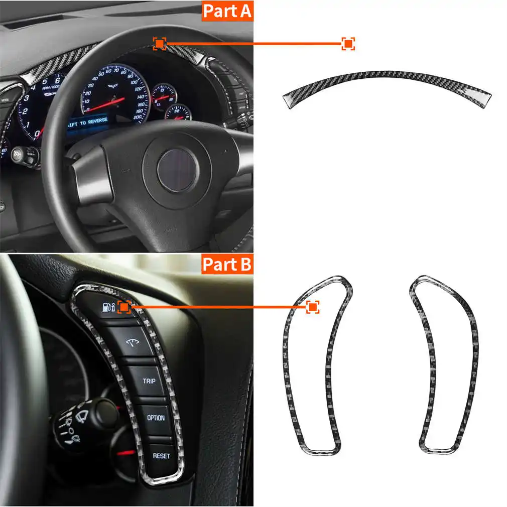 

3pcs For Chevrolet corvette C6 2005-07 Carbon Fiber Dashboard Panel Sticker Trim