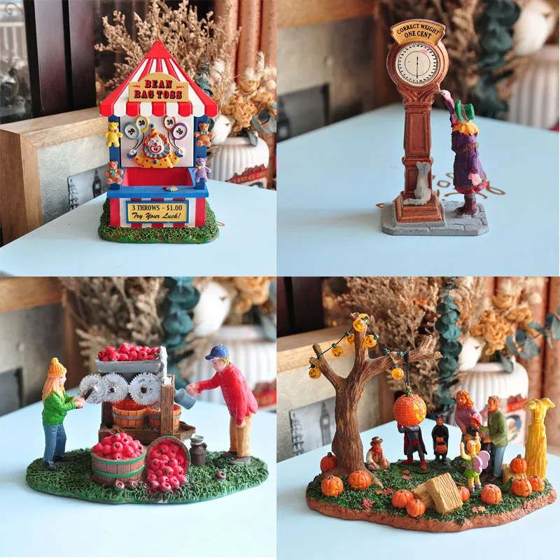 

Resin Decorative Crafts Hand-painted Architecture House Carriage Figure Fun Ornaments Window Scenery Decoration Children Gift