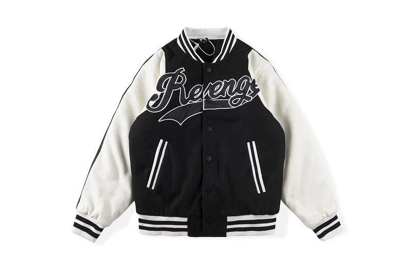 

1:1 Version Revenge Varsity Letterman Baseball Jacket Men Women Couple Jacket High Street Hip Hop Casual Oversize Jacket